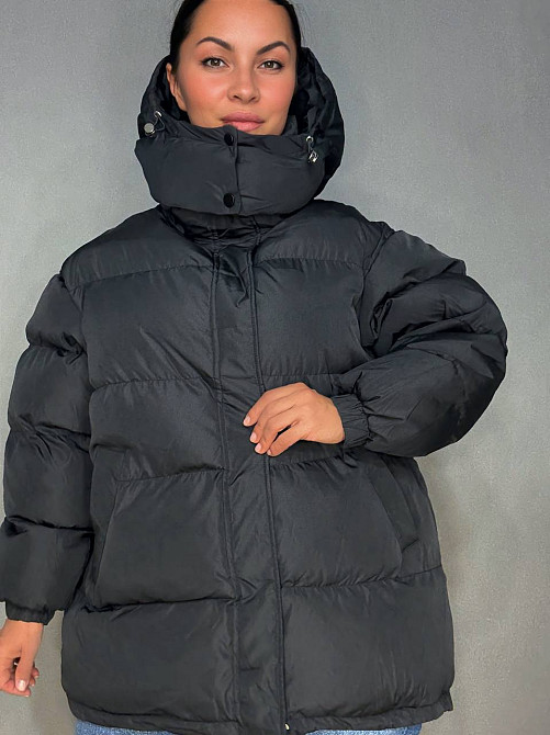 Куртка жіноча Lady Yep 10008 довга оверсайз пуффер з капюшоном чорна, чорний, 44 Київ - фото 4