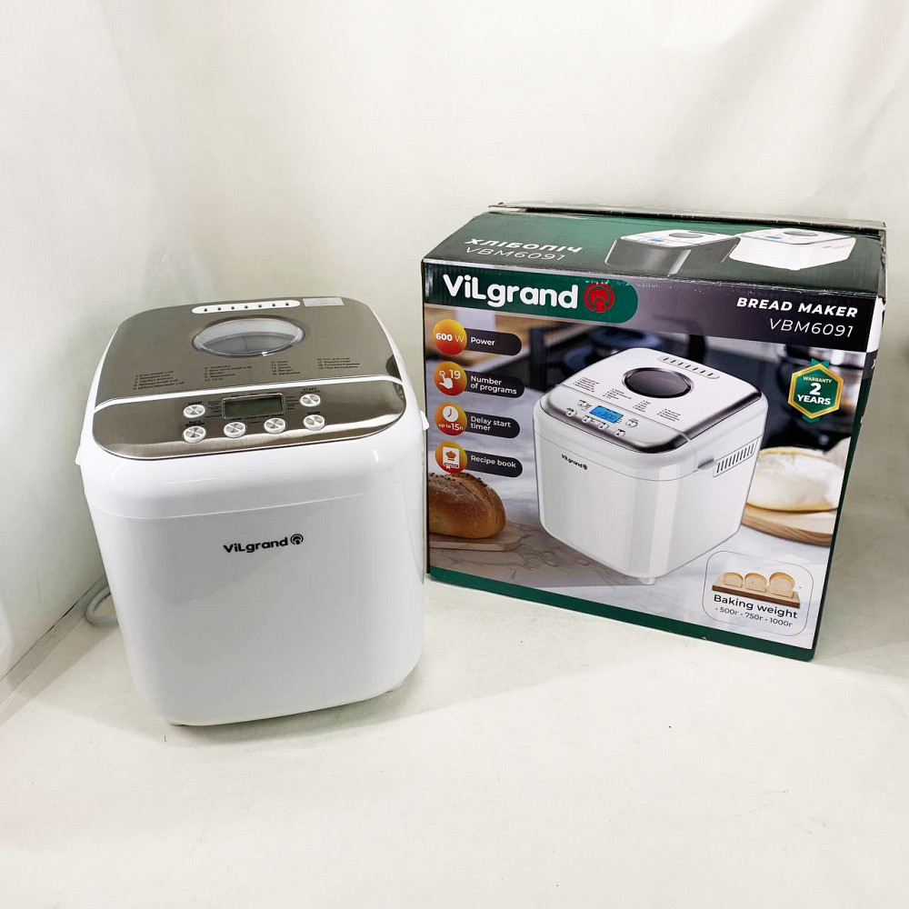 Настільна хлібопічка для дому ViLgrand VBM6091 600 Вт, 19 програм, Хлібопічка з РК-дисплеєм AJ-15 Київ - фото 4