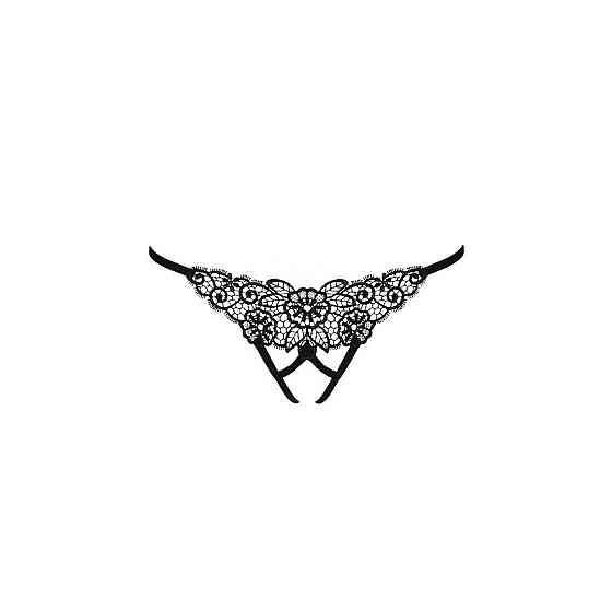 Трусики кружевные с доступом Passion Exclusive VIOLANTE THONG XXL/XXXL, black Sex Aura Киев