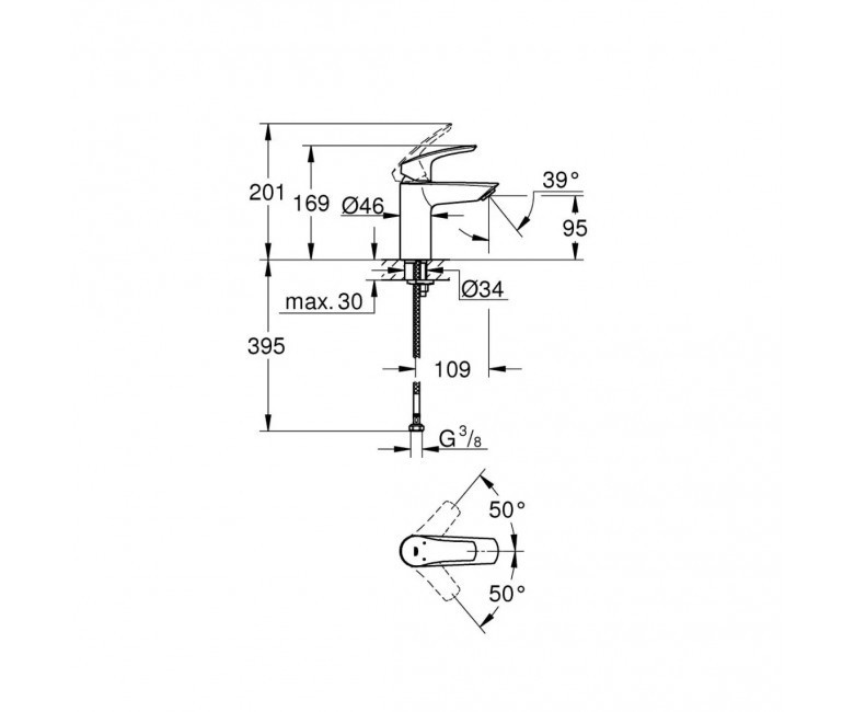 Смеситель для раковины GROHE EUROSMART NEW черный матовый Киев - изображение 2