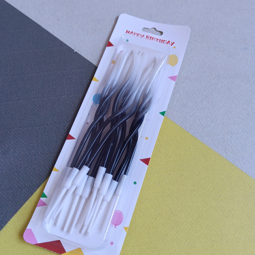 Свічки для торта "хвилясті" 12 шт. чорні градієнт Київ - фото 1