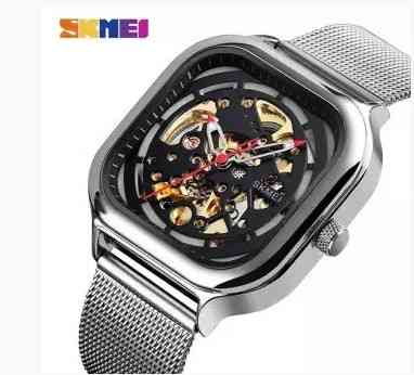 Чоловічий механічний годинник Skmei 9184 скелетон (Сріблястий) Київ