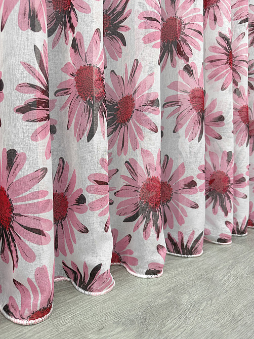 Тюль VR-Textil 1170т Flora Батист Білий з рожевим 400х270 см (42-1400) Київ - фото 8