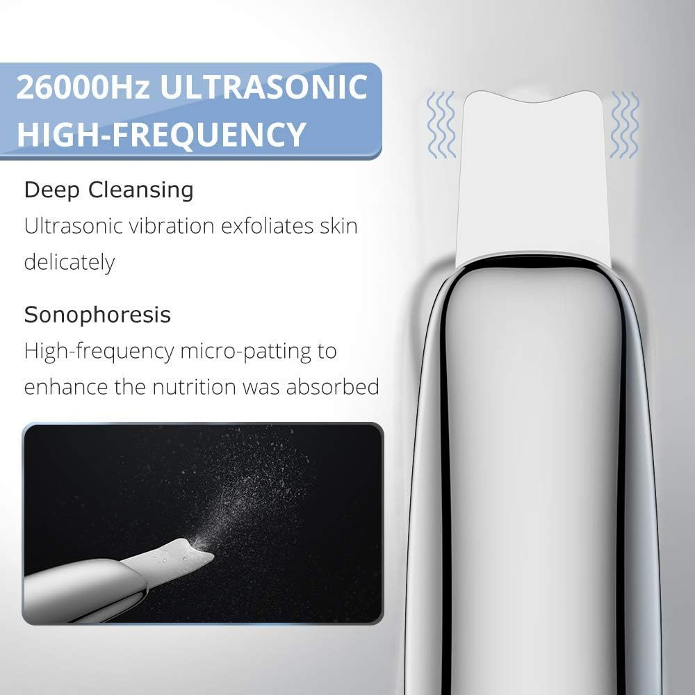Ультразвуковий скрабер для обличчя TOUCHBeauty Ultrasonic Scrub Device TB-1769 професійний апарат для пілінгу та ліфтингу срібляст Київ - фото 4