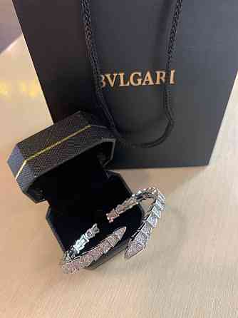 Комплект BVLGARI змія/ браслет і кільце/ циркони посріблення Одеса