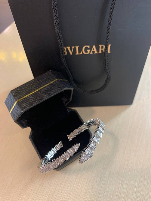 Комплект BVLGARI змія/ браслет і кільце/ циркони посріблення Одеса - фото 6