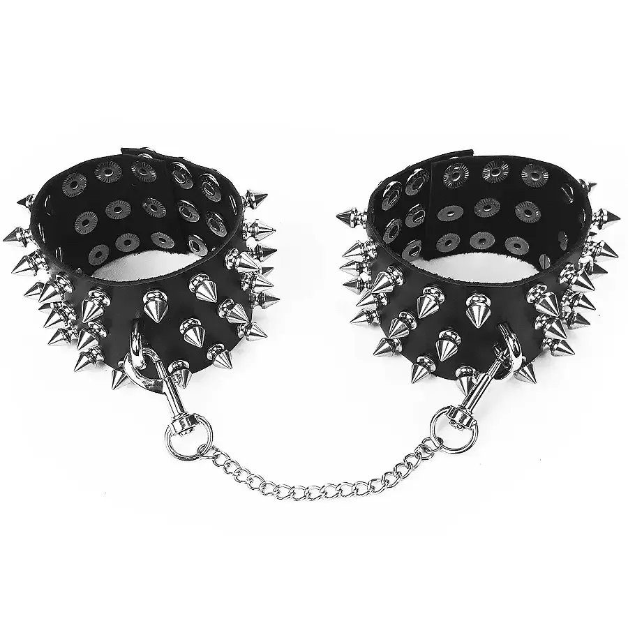 Поножі з шипами з натуральної шкіри Art of Sex, колір чорний Львів - фото 2