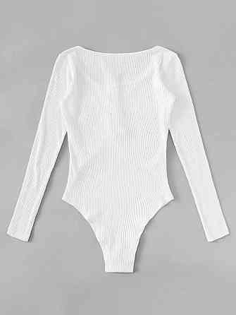 Жіночий трикотажний боді (рубчик) оптом | Розпродаж моделі 44, Білий Київ