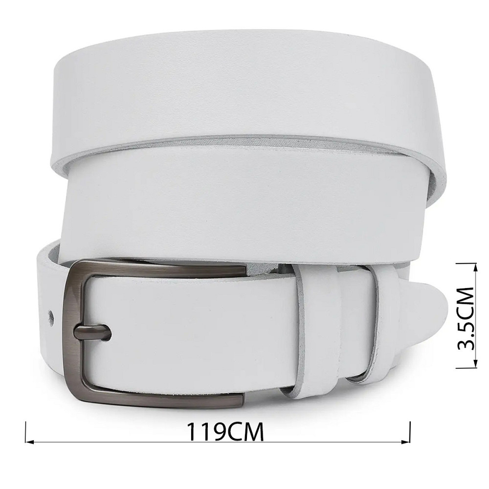 Кожаный ремень унисекс Vintage 20724 Белый Киев - изображение 4