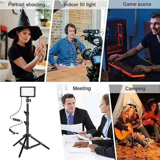 LED свет для фото видео, комплект 2 шт 5600K со штативами цветными фильтрами для стриминга видеозаписи YouTube Киев