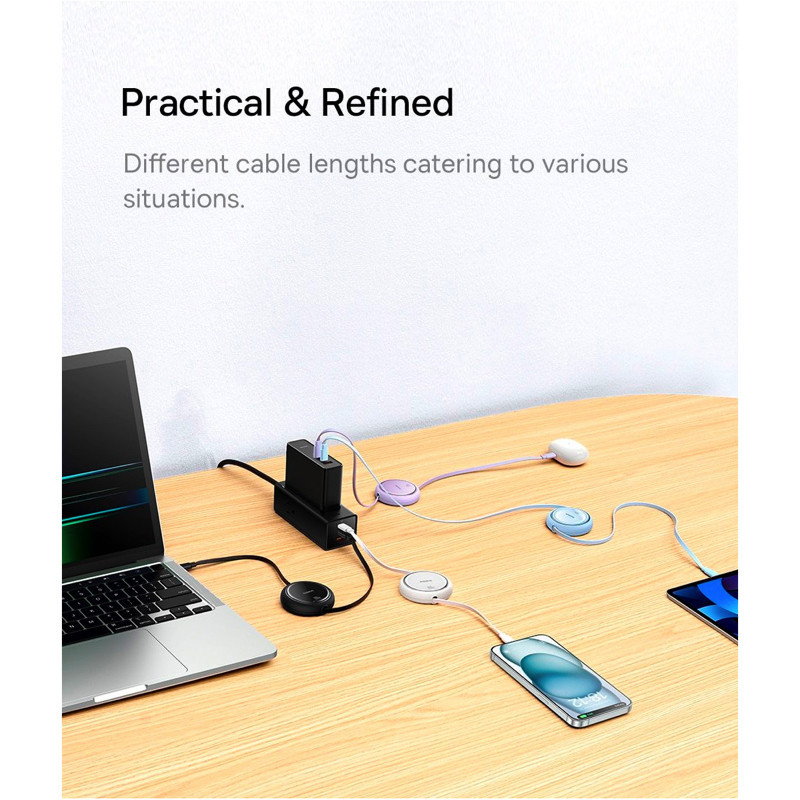 Кабель Baseus Free2Draw Mini Retractable Charging Cable Type-C to Type-C 100W 1m Nebula Purple Київ - фото 8