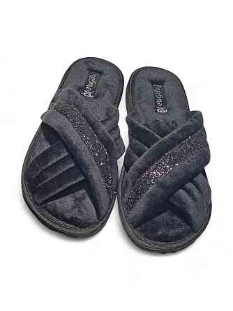 Тапочки домашние женские открытые накрест велюр черный 37 Одесса