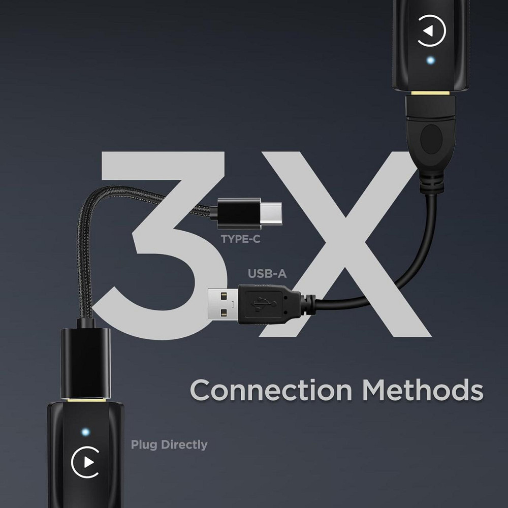 Бездротовий адаптер CarPlay для iPhone, перетворення дротового Карплей для авто, з Wi-Fi 5 ГГц, Bluetooth, USB-A USB-C чорний Київ - фото 6