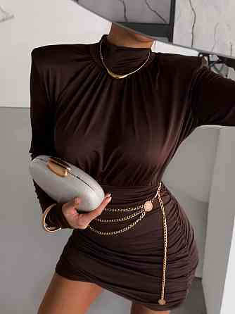 Стильне жіноче мініплаття з плічками трикотаж масло Шоколад, 46/48 Одеса