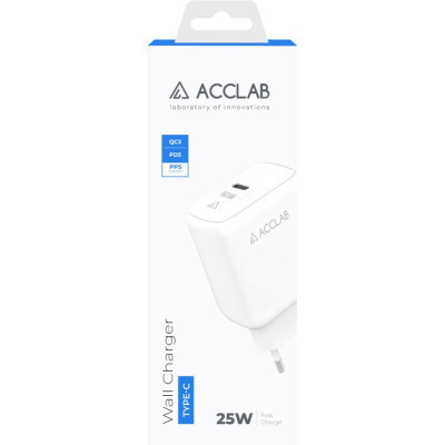 Зарядний пристрій ACCLAB AL-TC125 1хType-C 5В/3A/25W QC/PD3.0 (1283126538841) Вінниця - фото 2
