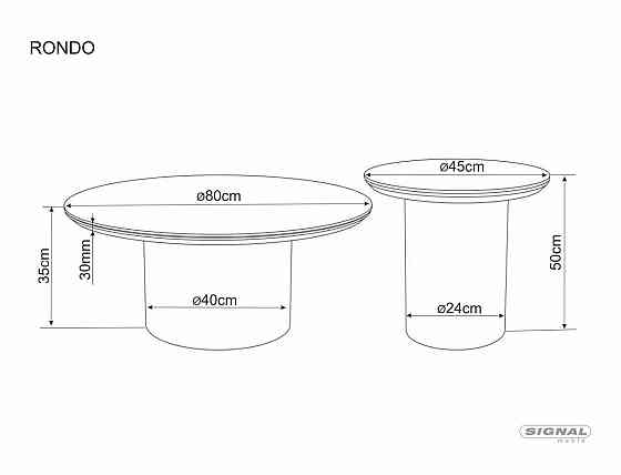 Журнальний столик RONDO білий PANDORO/горіх д.45*50 Днепр