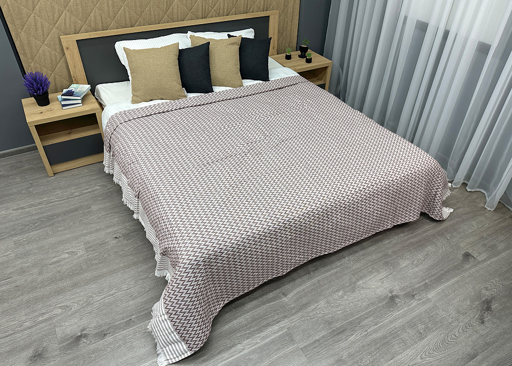 Покривало Dakota Fringe ЄВРО 200х230 см колір какао з білим (85-195) Київ - фото 6