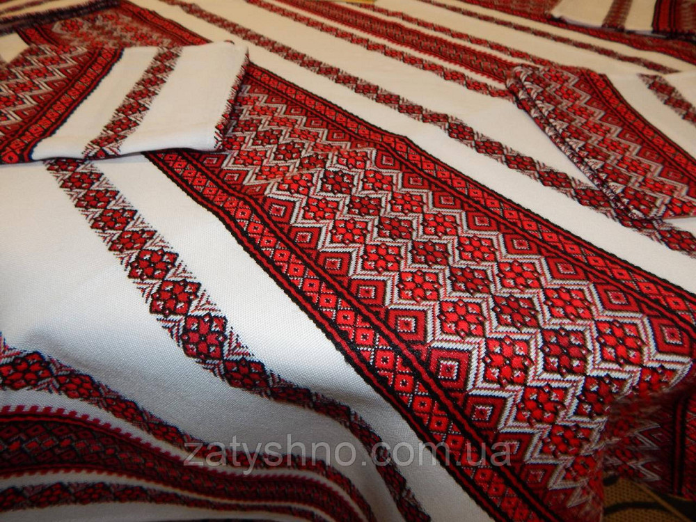 Червона скатертина вишита в українському стилі Київ - фото 7