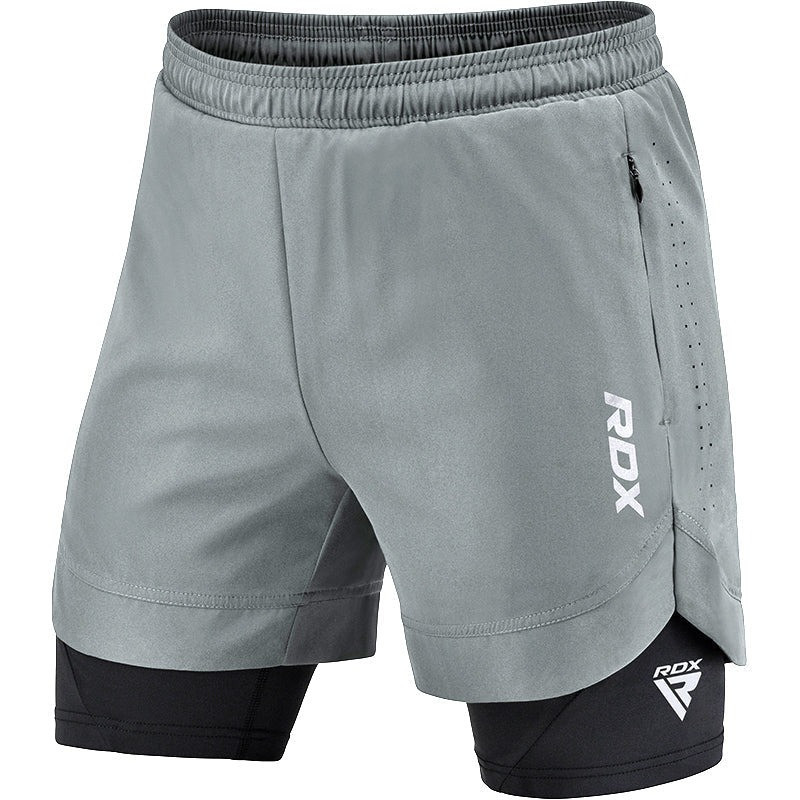 Компресійні шорти для RDX MMA T16 2-в-1 GREY/BLACK-L Кам'янське - фото 1