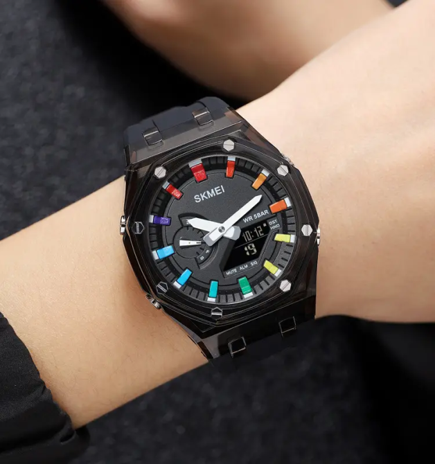 Годинники чоловічі спортивні Skmei 2100 (Чорні з чорним циферблатом) Київ - фото 7