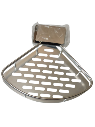 Угловая настенная полка для ванной алюминиевая 28 см серый Киев