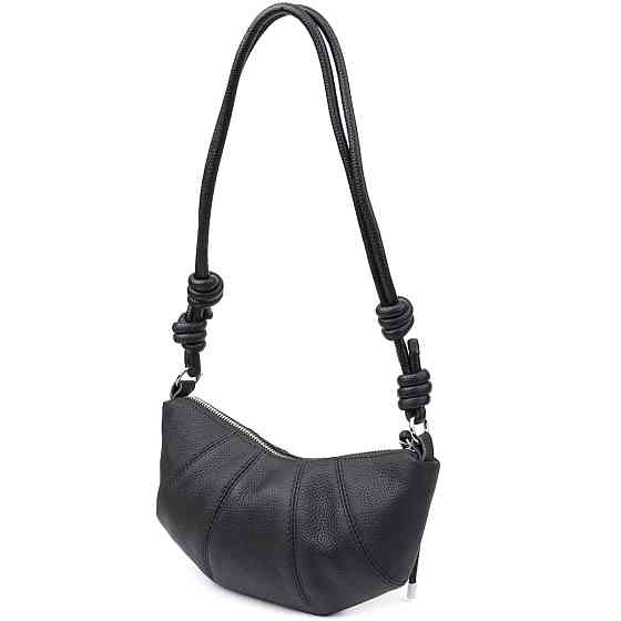 Женская полукруглая сумка из натуральной кожи Vintage 22932 Черный Киев