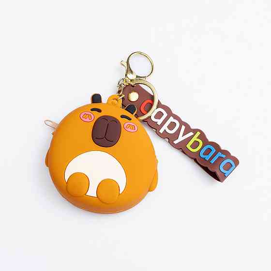 Дитячий гаманець-брелок Капібара 7,5×7×2,5 (см) з ремінцем і карабіном HP-55-11BR Київ