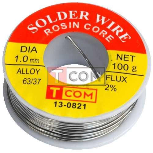 Припой оловянно-свинцовый ПОС-63 диам.-1мм, 100гр, на катушке, Tcom Полтава - изображение 1