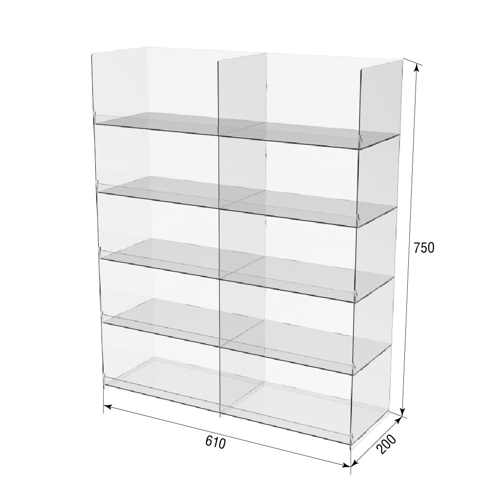 Підставка вітрина EKOSTAR 5 полиць 610х200х750 Київ - фото 3