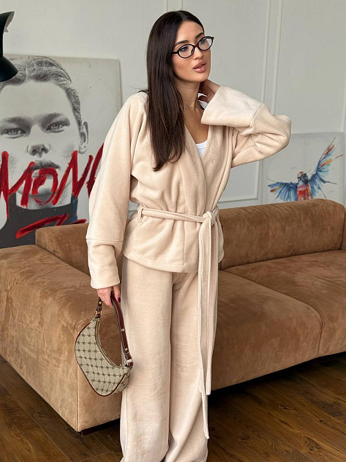Жіночий костюм із двостороннього турецького флісу Бежевий 42/46 Харків - фото 3