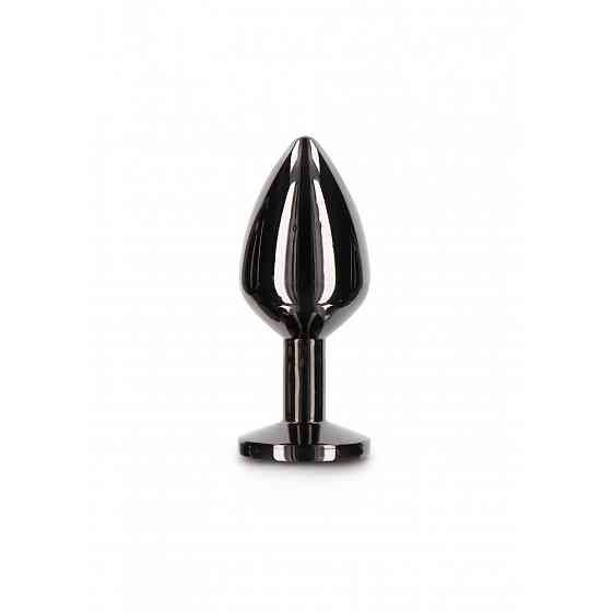 Анальная металлическая пробка M с черным камнем Butt Plug With Diamond Jewel Taboom Sex Aura Киев
