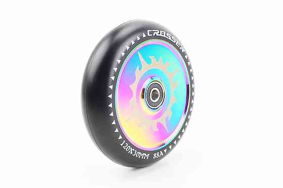 Колесо трюкового самоката 120*30мм 88A PHANTOM, алюмінієве, пром-підшипники 608 (8х22х7) 2RS, плазма Київ