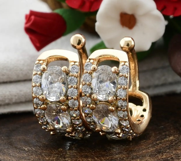 Серьги Xuping обманки 27157, размер 12*6мм, вес 2г, позолота 18К Киев - изображение 1