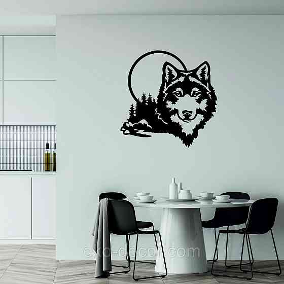 Декоративне настінне Панно «Вовк», Декор на стіну 70*70 см, Чорний Київ