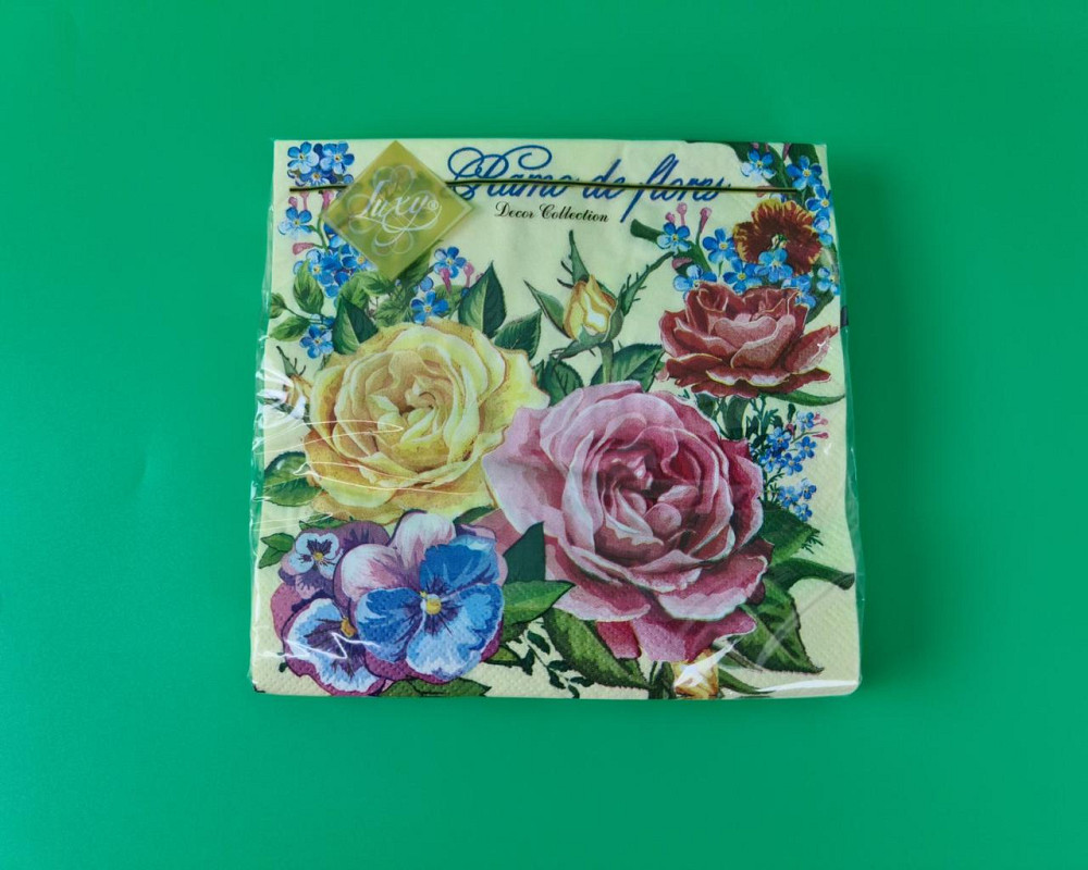 Бумажная салфетка цветочной тематики (ЗЗхЗЗ, 20шт) Luxy  Букет любви (513) (1 пачка) Харьков - изображение 1