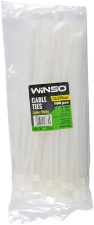 Пластиковые хомуты WINSO 7,6×300 мм (белые) – надёжная фиксация для любых задач Ковель