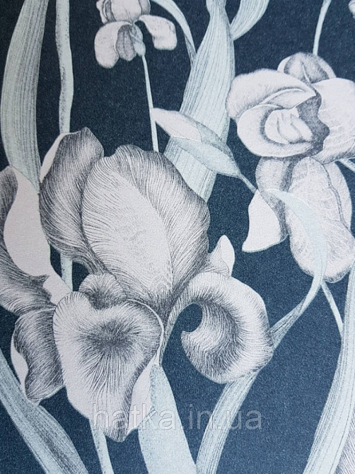 Шпалери флізелінові Decoprint Elisir EL21026 квіти рожеві листки зелені на чорному однотоне Київ - фото 1