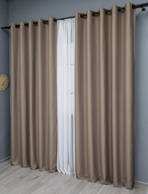Комплект штор на люверсах VR-Textil Midnight № 1674ш 150х270 см 2 шт Капучино (37-0210) Київ - фото 4