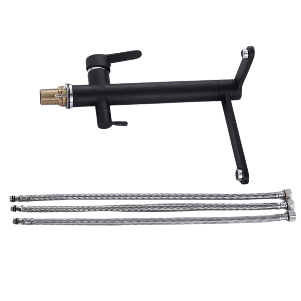 Змішувач для кухні з підключенням до фільтра латунний, з нержавіючої сталлю з бічними важелями, колір чорний Кам'янець-Подільський - фото 6