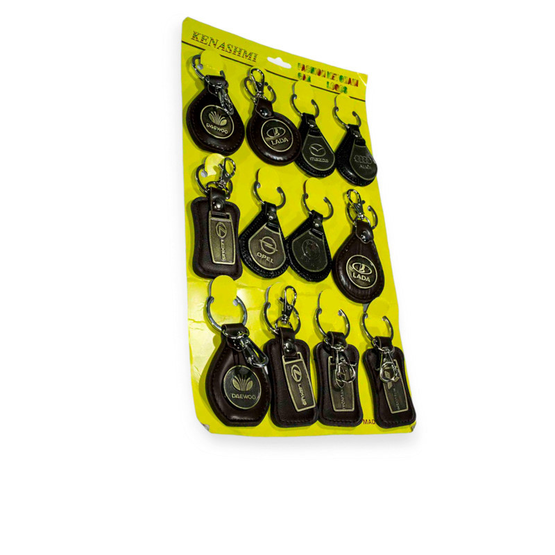 Брелок асорти шкіра з металом (планшет 12 шт) Мукачево - фото 1