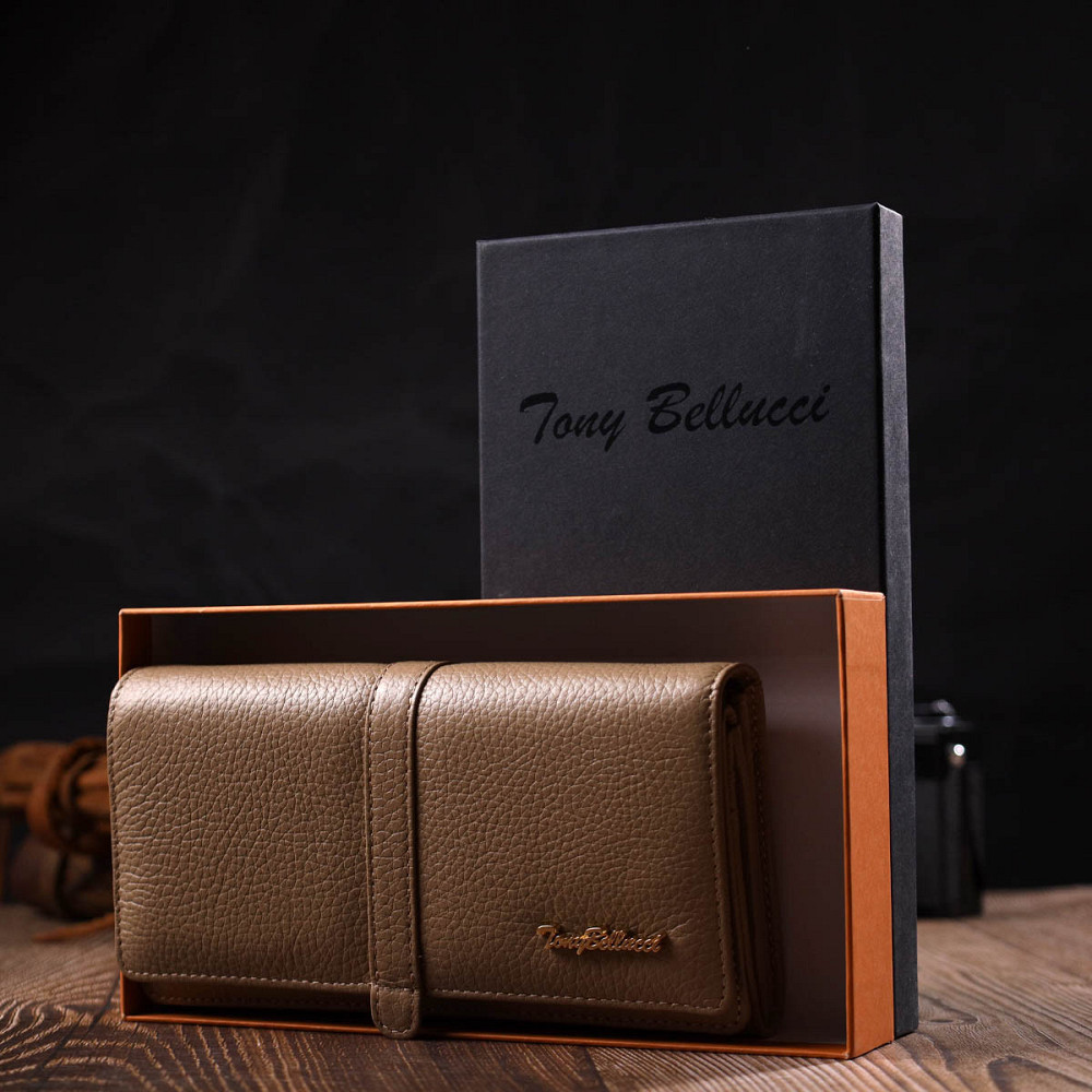 Практичный женский кошелек с большим количеством отделений из натуральной кожи Tony Bellucci 21959 Бежевый Киев - изображение 9