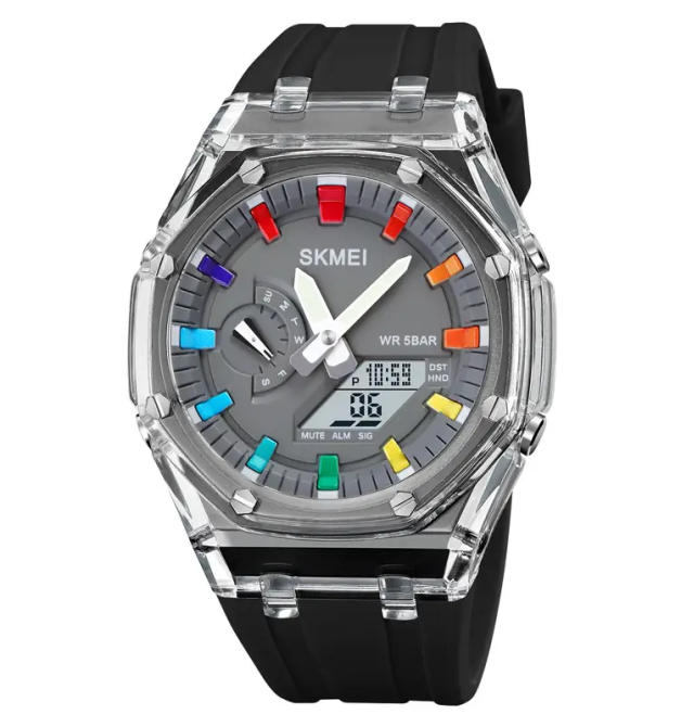 Годинники чоловічі спортивні Skmei 2100 (Чорні з сірим циферблатом) Вінниця - фото 2