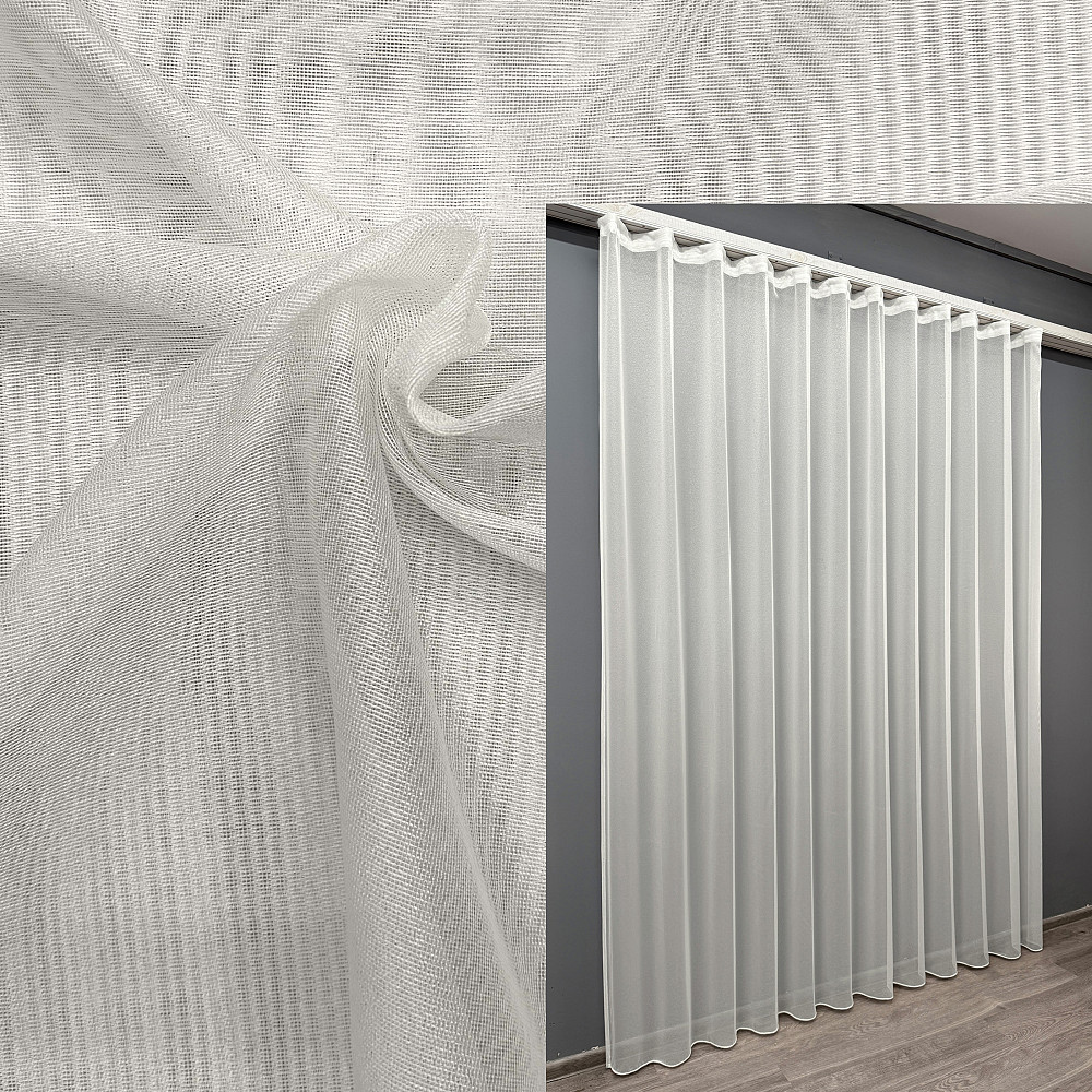 Тюль VR-Textil 1203т Snow Нейлон однотонний Кремовий 300х250 см (43-018) Киев - изображение 1