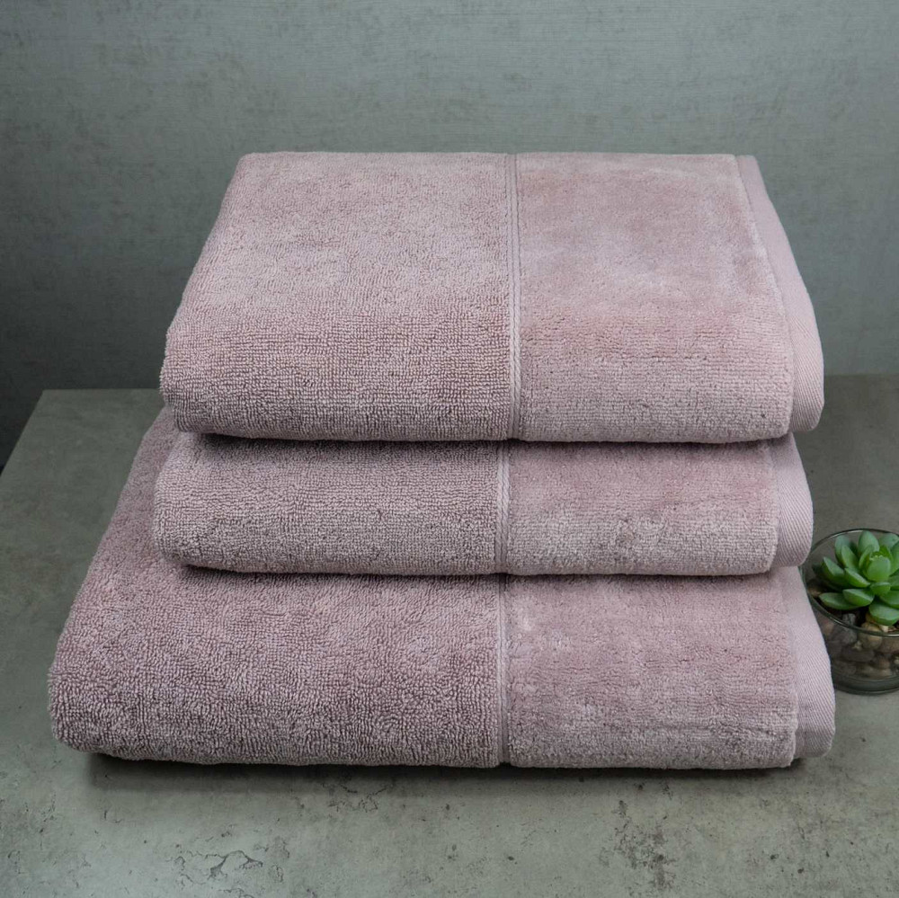 Набор полотенец велюр/махра 3шт GM Textile 50x90см, 50x90см, 70x140см Premium Milado 550г/м2 (Кремовый) Сумы - изображение 1