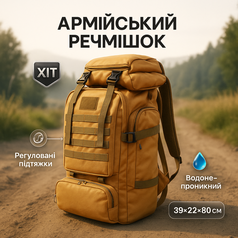 Місткий армійський рюкзак 70, Військовий потужний рюкзак, Міцні тактичні рюкзаки для полювання IH-83 Львів - фото 18