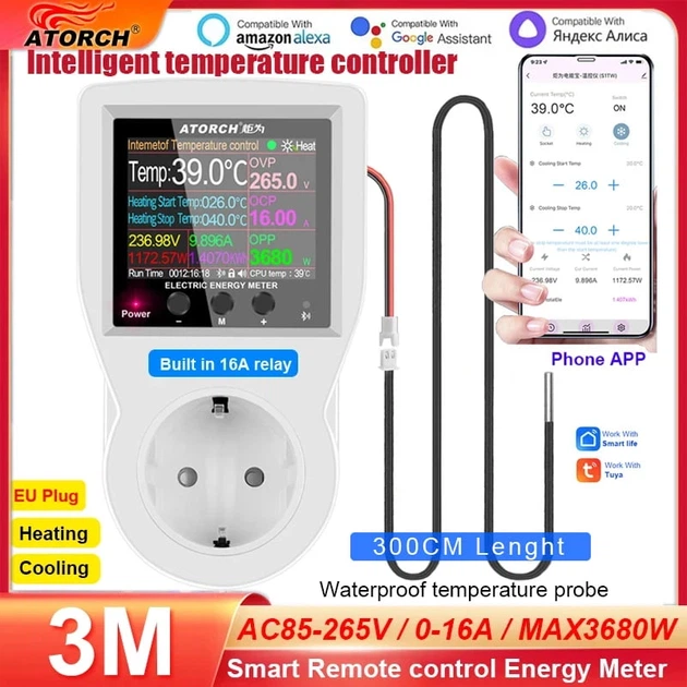 Розетка Atorch S1BWP-T Wi-Fi з водонепроникним NTC-датчиком температури (Bluetooth, Wifi, графіки, календар споживання) Білий Київ - фото 5