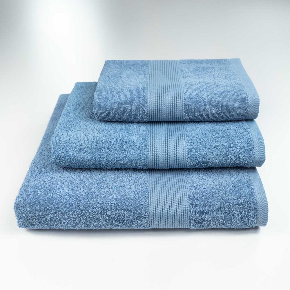 Набір махрових рушників з Бордюром 3шт GM Textile 40х70см, 50х90см, 70х140см 400г/м2 (Синій) Суми - фото 1