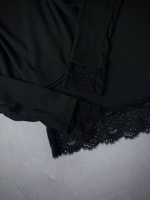 Жіночий стильний костюм з мерживом лонг+спідниця ( міні)  рубчик+мереживо Одеса - фото 3