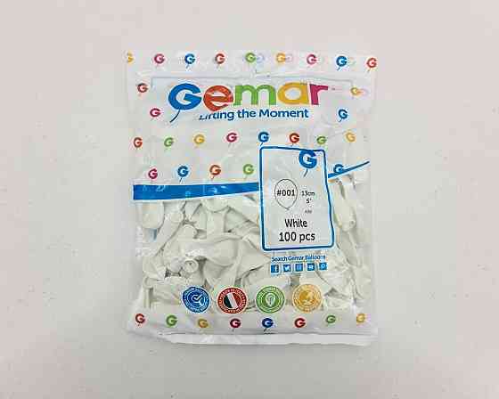Повітряні кульки пастель білий 5" (13 см) 100 шт Gemar (1 пач.) Харків