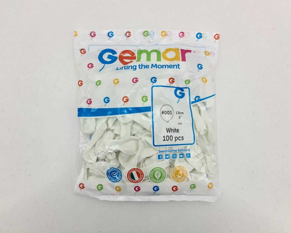 Повітряні кульки пастель білий 5" (13 см) 100 шт Gemar (1 пач.) Харків - фото 4